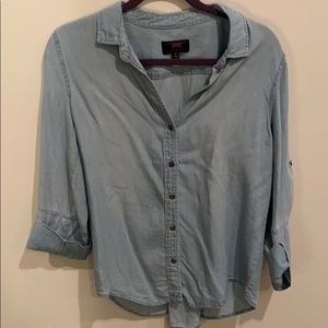 Tailored Denim Button Down Blouse